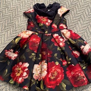 Abel and Lula girls size 4 navy dress with red and pink flowers